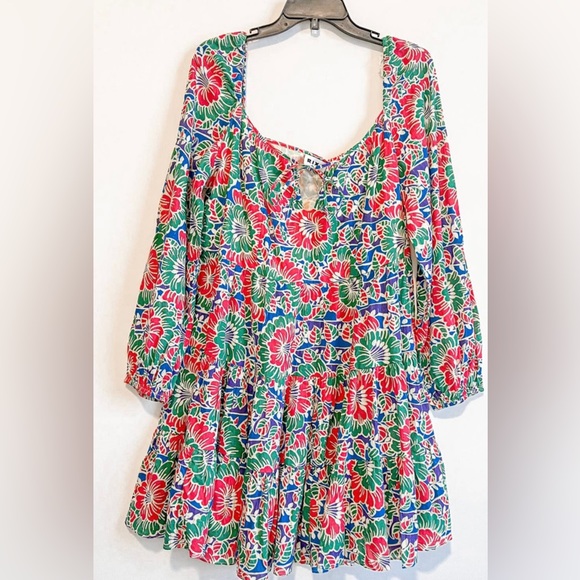 RIXO LONDON ROXY FLORAL PRINT LONG SLEEVE MINI DRESS SMALL - Picture 3 of 7